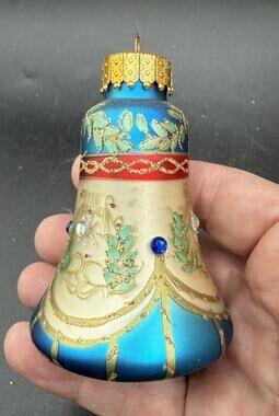 Unique Treasures Hand Blown and Painted Crafted Glass Bell Ornament -BG1